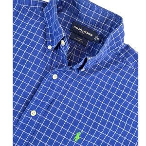 Ralph Lauren Golf Tilden Classic Fit Shirt Mens Medium Blue Check Short Sleeve